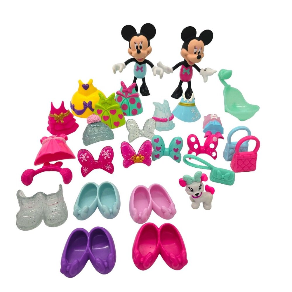 Mattel Minnie Mouse Doll Snap N Style Posable Dress Up Bow-tique Play Set of 27